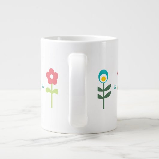  Retro-folkbloemen Grote Koffiekop (Achterkant)