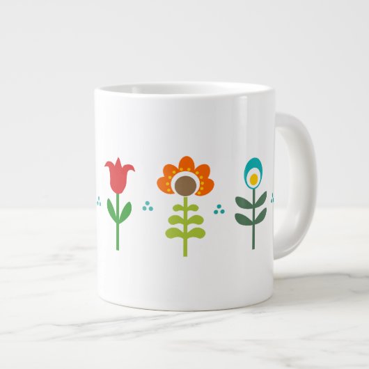 Retro-folkbloemen Grote Koffiekop (Voorkant rechts)