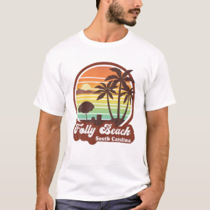 Retro Folly Beach South Carolina SC Souvenir Trave T-shirt