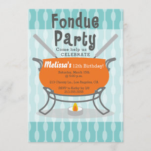Retro Fondue Party Birthday Uitnodiging