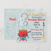 Retro Fondue Party-uitnodiging Kaart (Voorkant / Achterkant)