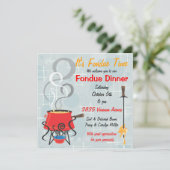 Retro Fondue Party-uitnodiging Kaart (Staand voorkant)