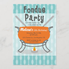 Retro Fondue Party Verjaardag Uitnodiging