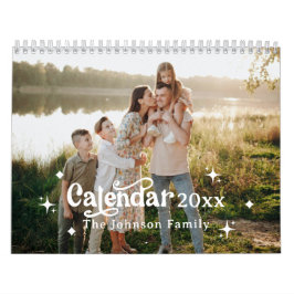Retro Font Aangepaste gepersonaliseerde 2025 Famil Kalender