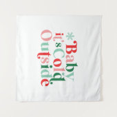 Retro Font Baby Het is koud buiten Kerstmis Wandkleed (Voorkant (horizontaal))