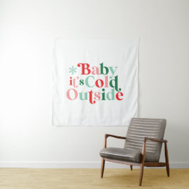 Retro Font Baby Het is koud buiten Kerstmis Wandkleed