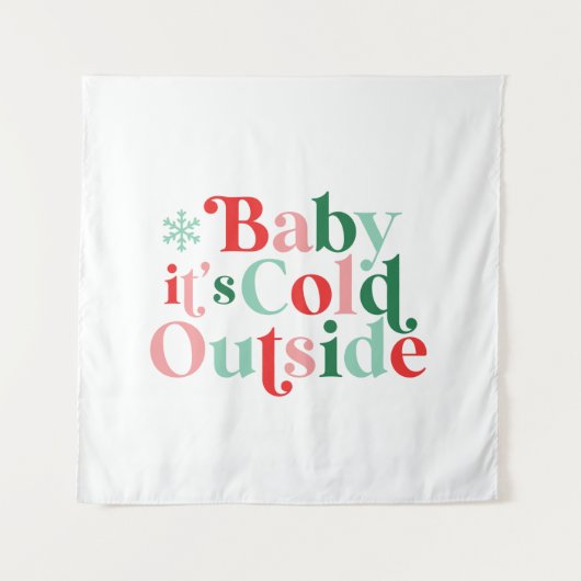 Retro Font Baby Het is koud buiten Kerstmis Wandkleed (Voorkant)