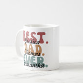 Retro Font Beste Papa Ooit Kinder Namen Vaderdag Koffiemok (Voorkant links)