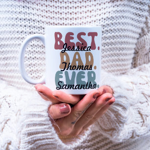 Retro Font Beste Papa Ooit Kinder Namen Vaderdag Koffiemok