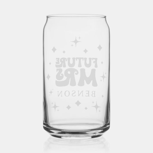 Retro Font gepersonaliseerde toekomst Mrs Blikvorm Glas (Achterkant)
