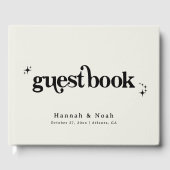 Retro Font Groovy Off White Wedding Guest Book Gastenboek (Voorkant)