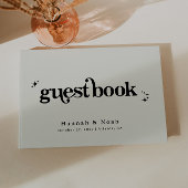 Retro Font Groovy Off White Wedding Guest Book Gastenboek