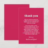 Retro Font Hot Roze Moderne bruiloft Bedankkaart (Voorkant / Achterkant)