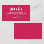 Retro Font Hot Roze Moderne bruiloft Informatiekaartje (Voorkant / Achterkant)