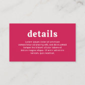 Retro Font Hot Roze Moderne bruiloft Informatiekaartje (Voorkant)