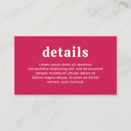 Retro Font Hot Roze Moderne bruiloft Informatiekaartje