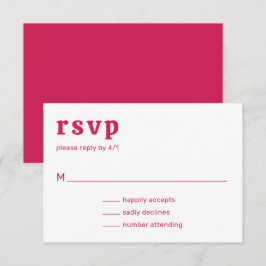 Retro Font Hot Roze Moderne bruiloft RSVP Kaartje