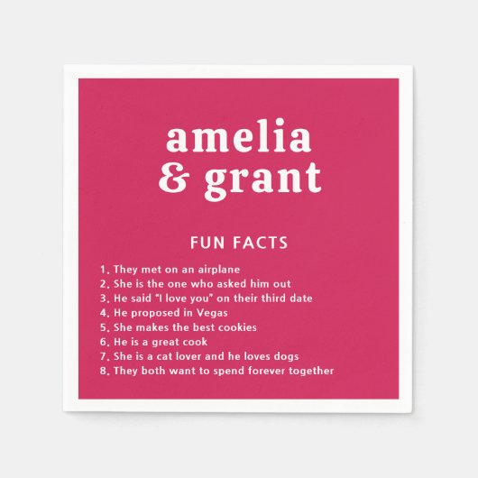 Retro Font Hot Roze Moderne bruiloft Servet (Voorkant)