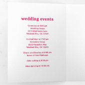 Retro Font Hot Roze QR Code Foto Moderne bruiloft Drieluik Uitnodiging (Binnenzijde eerst)