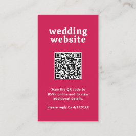 Retro Font Hot Roze QR Code Moderne bruiloft Informatiekaartje