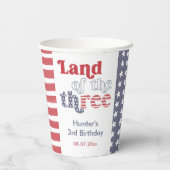 Retro Font Land van het Drie 3e Verjaardagsfeest Papieren Bekers (Achterkant)