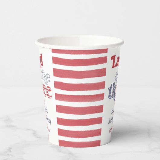 Retro Font Land van het Drie 3e Verjaardagsfeest Papieren Bekers (Links)