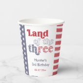 Retro Font Land van het Drie 3e Verjaardagsfeest Papieren Bekers (Voorkant)