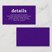 Retro Font Paarse bruiloft Informatiekaartje (Voorkant / Achterkant)