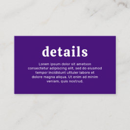 Retro Font Paarse bruiloft Informatiekaartje