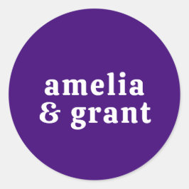 Retro Font Paarse bruiloft Ronde Sticker