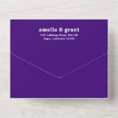 Retro Font Paarse QR Code Foto Moderne bruiloft All In One Uitnodiging (Achterkant)