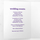 Retro Font Paarse QR Code Foto Moderne bruiloft Drieluik Uitnodiging (Binnenzijde eerst)