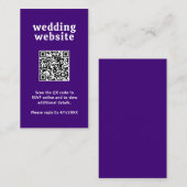 Retro Font Paarse QR Code Modern Wedding Informatiekaartje (Voorkant / Achterkant)