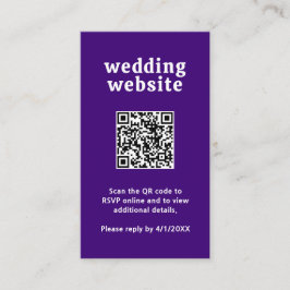Retro Font Paarse QR Code Modern Wedding Informatiekaartje