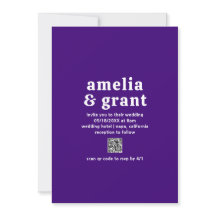 Retro Font Paarse QR Code Modern Wedding