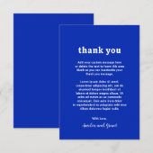 Retro Font Royal Blue Moderne bruiloft Bedankkaart (Voorkant / Achterkant)