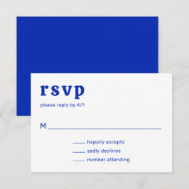 Retro Font Royal Blue Moderne bruiloft RSVP Kaartje