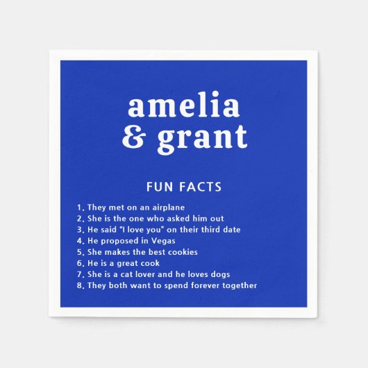 Retro Font Royal Blue Moderne bruiloft Servet (Voorkant)