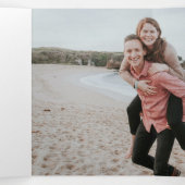 Retro Font Royal Blue QR Code Foto Moderne bruilof Drieluik Uitnodiging (Binnenkant midden)