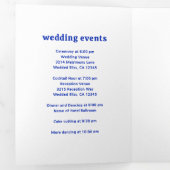 Retro Font Royal Blue QR Code Foto Moderne bruilof Drieluik Uitnodiging (Binnenzijde eerst)