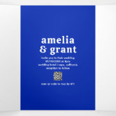 Retro Font Royal Blue QR Code Foto Moderne bruilof Drieluik Uitnodiging (Binnenkant midden)