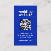 Retro Font Royal Blue QR Code Moderne bruiloft Informatiekaartje (Voorkant)