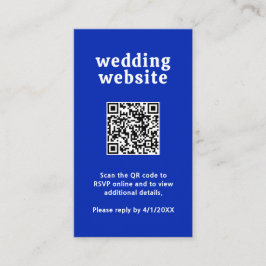 Retro Font Royal Blue QR Code Moderne bruiloft Informatiekaartje