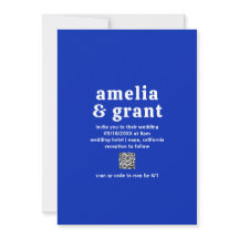 Retro Font Royal Blue QR Code Moderne bruiloft