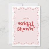 Retro Font Roze Red Wave Vrijgezellenfeest Kaart (Achterkant)