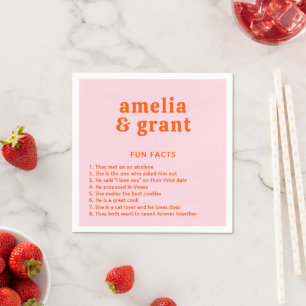 Retro Font Sinaasappel en Roze Modern Wedding Servet
