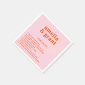 Retro Font Sinaasappel en Roze Modern Wedding Servet (Hoek)