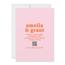 Retro Font Sinaasappel en Roze QR Code Modern Wedd