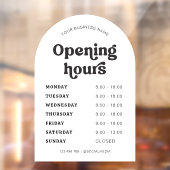 Retro Font Trendy Boog Zakelijke Naam Openingstijd Raamsticker (Vel 2)