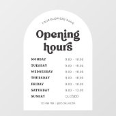 Retro Font Trendy Boog Zakelijke Naam Openingstijd Raamsticker (Vel)